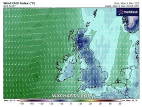 英国降雪：恐怖地图显示东方野兽带着零下9摄氏度的北极寒风归来